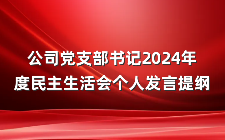 公司党支部书记2024年度民主生活会个人发言提纲