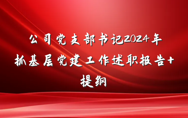 公司党支部书记2024年抓基层党建工作述职报告 提纲