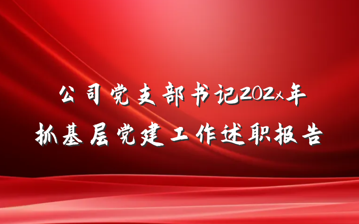 公司党支部书记202x年抓基层党建工作述职报告