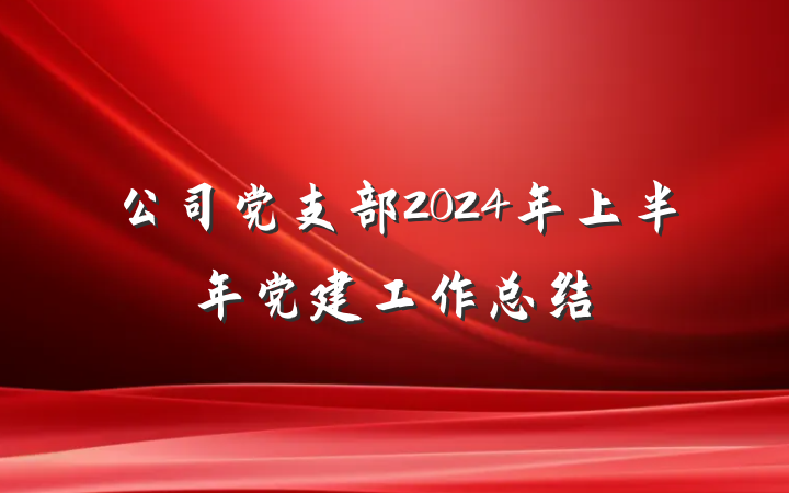 公司党支部2024年上半年党建工作总结
