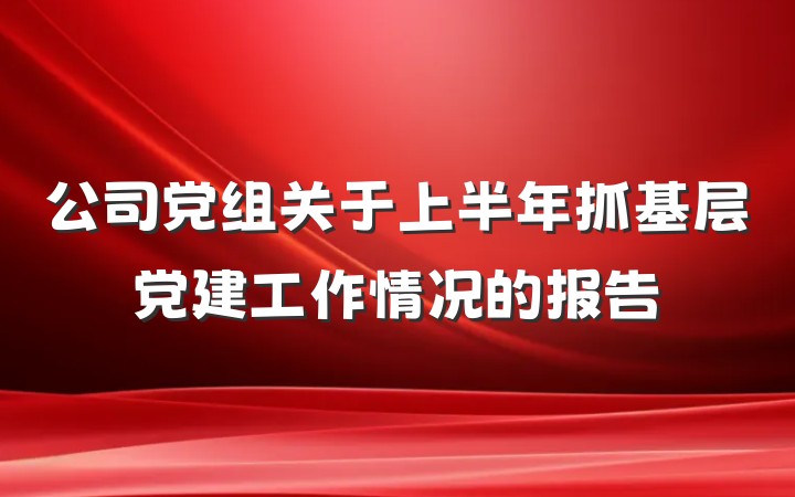 公司党组关于上半年抓基层党建工作情况的报告