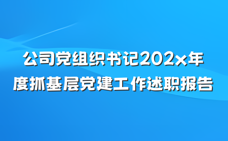 公司党组织书记202x年度抓基层党建工作述职报告