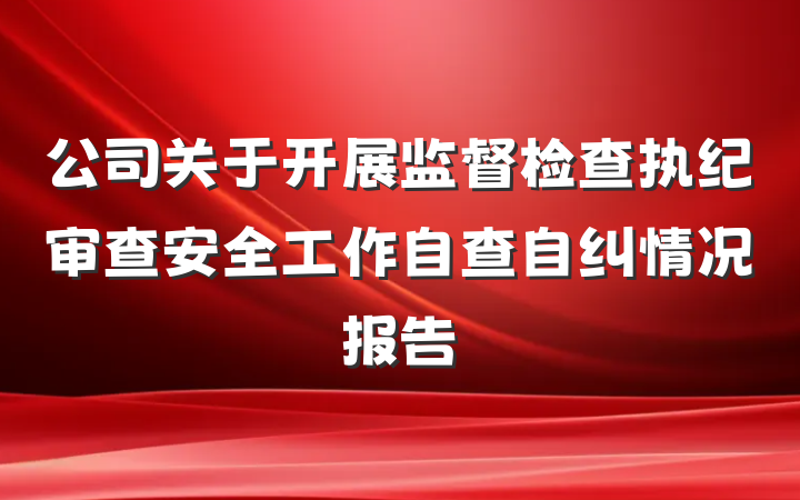 公司关于开展监督检查执纪审查安全工作自查自纠情况报告