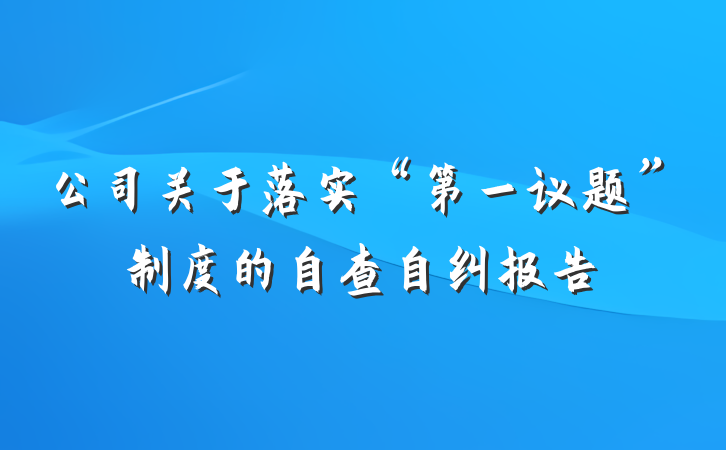 公司关于落实“第一议题”制度的自查自纠报告