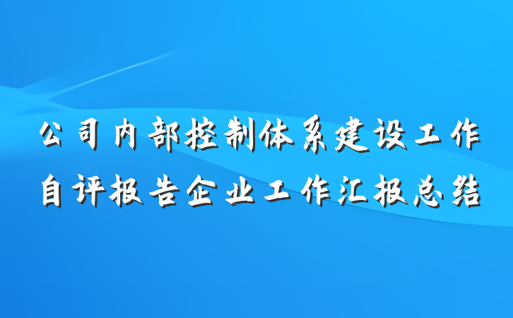 公司内部控制体系建设工作自评报告企业工作汇报总结