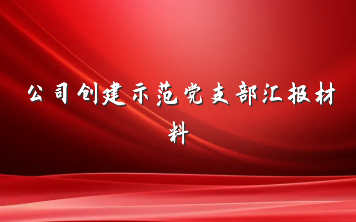 公司创建示范党支部汇报材料