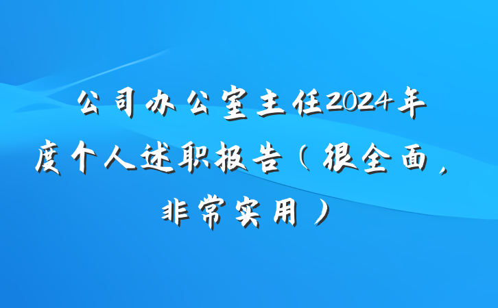 公司办公室主任2024年度个人述职报告（很全面，非常实用）