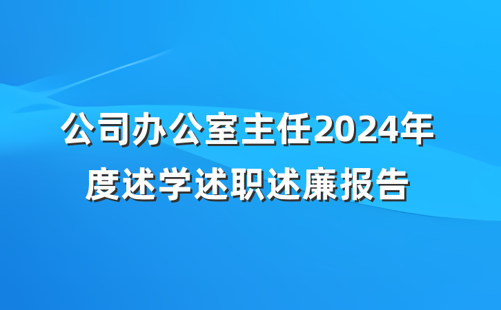 公司办公室主任2024年度述学述职述廉报告