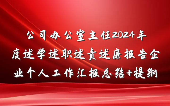 公司办公室主任2024年度述学述职述责述廉报告企业个人工作汇报总结 提纲