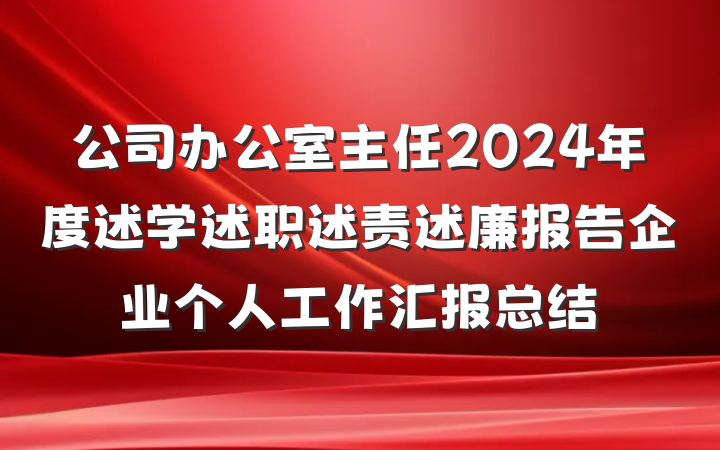 公司办公室主任2024年度述学述职述责述廉报告企业个人工作汇报总结
