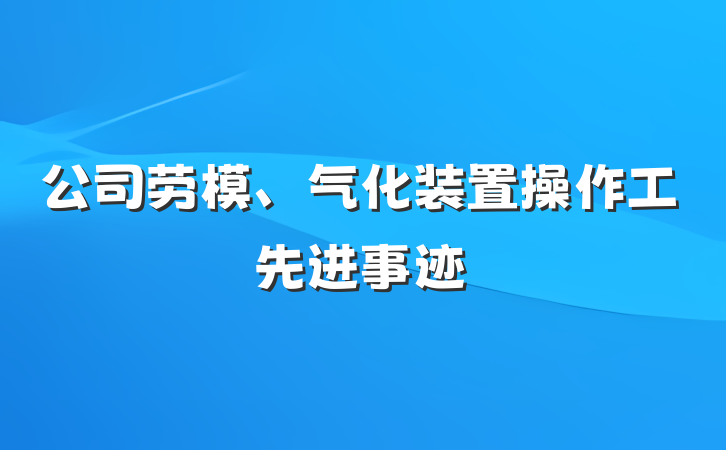 公司劳模、气化装置操作工先进事迹