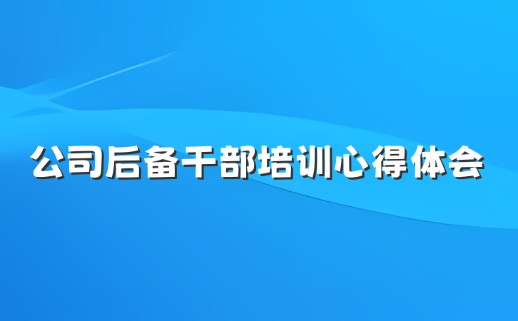 公司后备干部培训心得体会