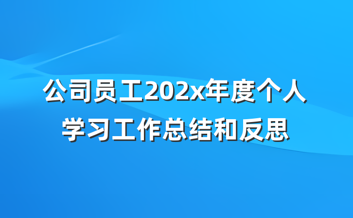 公司员工202x年度个人学习工作总结和反思