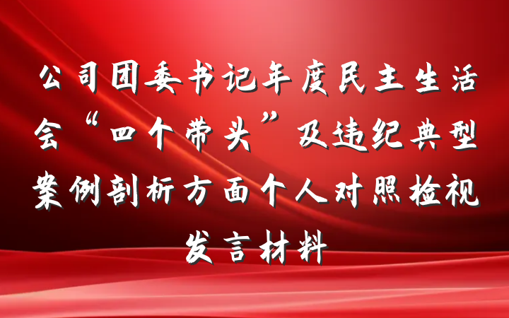 公司团委书记年度民主生活会“四个带头”及违纪典型案例剖析方面个人对照检视发言材料