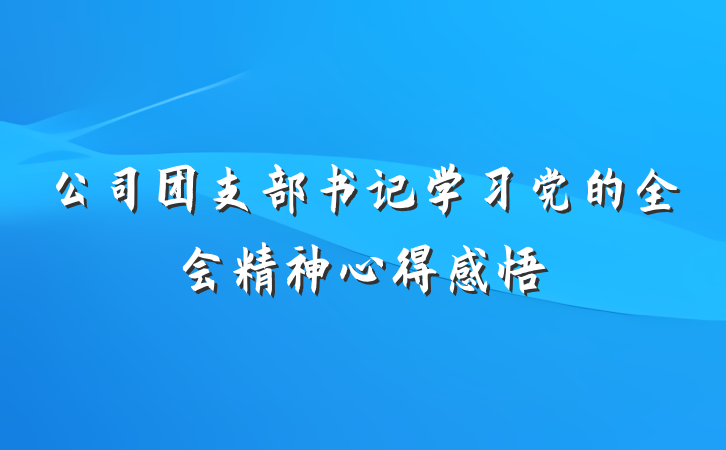 公司团支部书记学习党的全会精神心得感悟