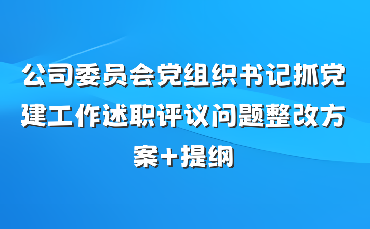 公司委员会党组织书记抓党建工作述职评议问题整改方案 提纲