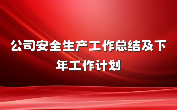 公司安全生产工作总结及下年工作计划