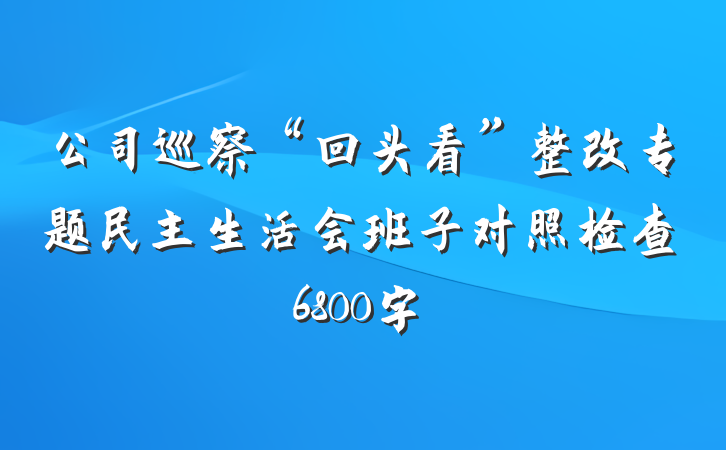公司巡察“回头看”整改专题民主生活会班子对照检查6800字