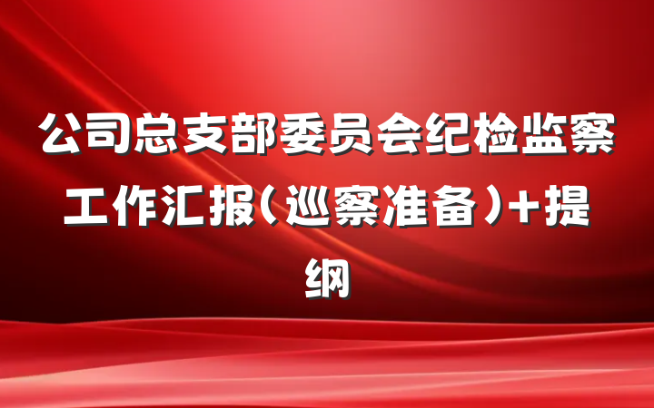 公司总支部委员会纪检监察工作汇报（巡察准备） 提纲