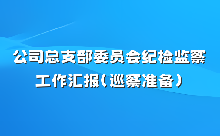公司总支部委员会纪检监察工作汇报（巡察准备）