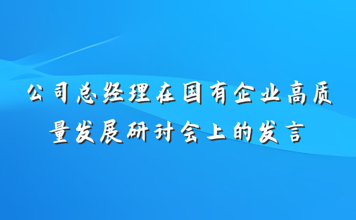 公司总经理在国有企业高质量发展研讨会上的发言