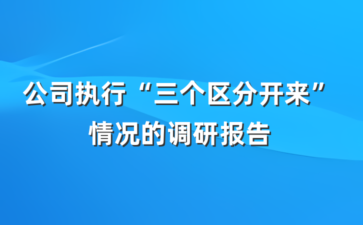 公司执行“三个区分开来”情况的调研报告