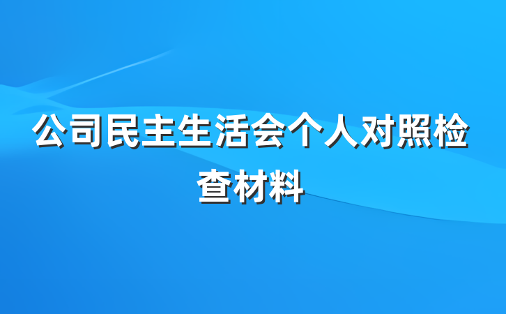 公司民主生活会个人对照检查材料