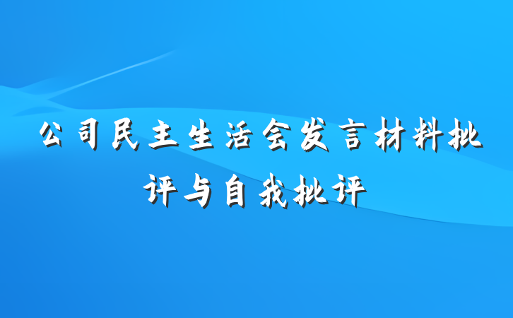 公司民主生活会发言材料批评与自我批评