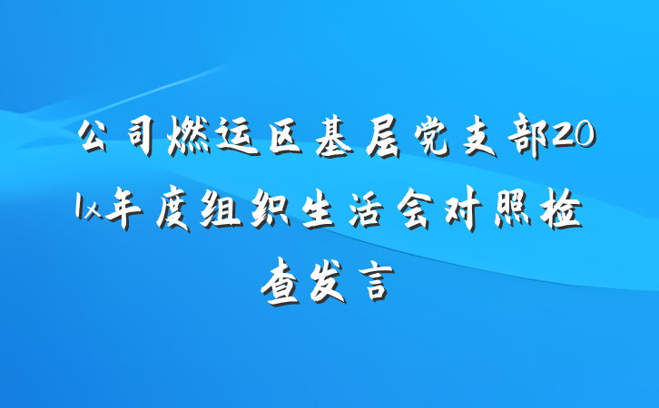 公司燃运区基层党支部201x年度组织生活会对照检查发言
