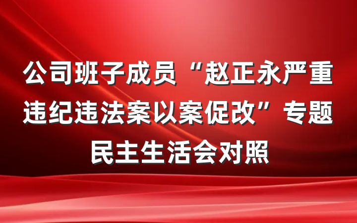 公司班子成员“赵正永严重违纪违法案以案促改”专题民主生活会对照