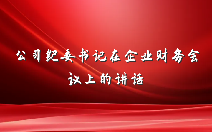 公司纪委书记在企业财务会议上的讲话