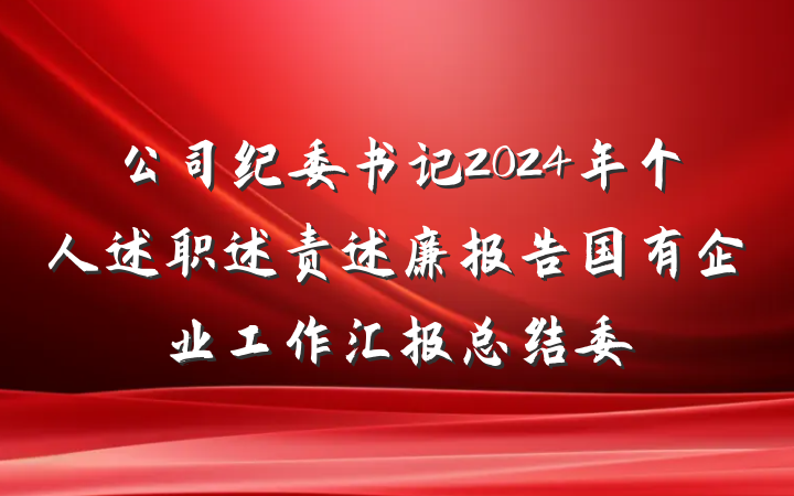 公司纪委书记2024年个人述职述责述廉报告国有企业工作汇报总结委