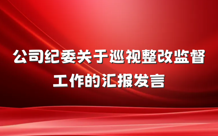 公司纪委关于巡视整改监督工作的汇报发言