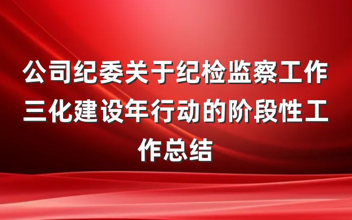 公司纪委关于纪检监察工作三化建设年行动的阶段性工作总结