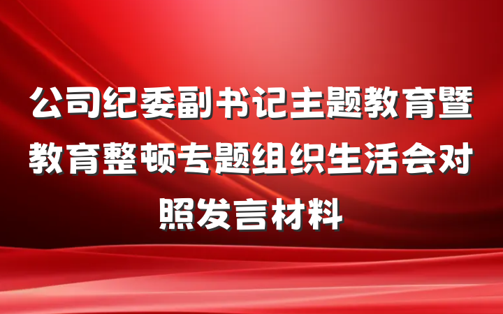 公司纪委副书记主题教育暨教育整顿专题组织生活会对照发言材料