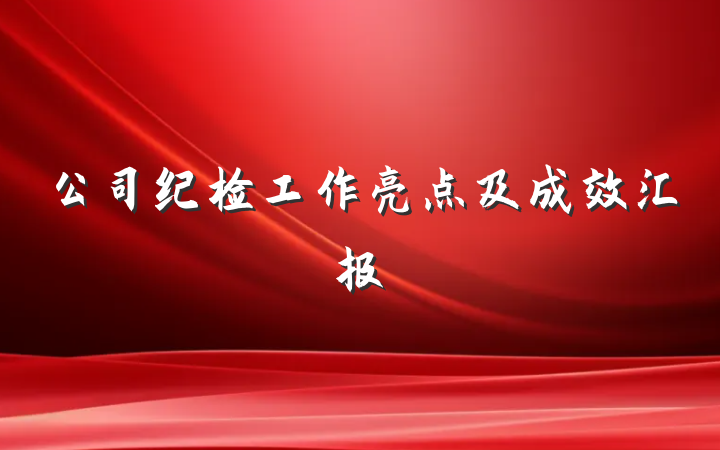 公司纪检工作亮点及成效汇报