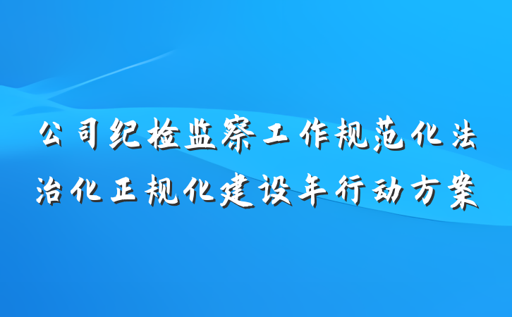 公司纪检监察工作规范化法治化正规化建设年行动方案