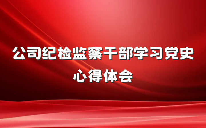 公司纪检监察干部学习党史心得体会