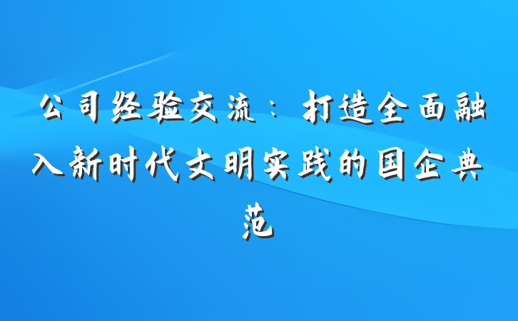 公司经验交流：打造全面融入新时代文明实践的国企典范