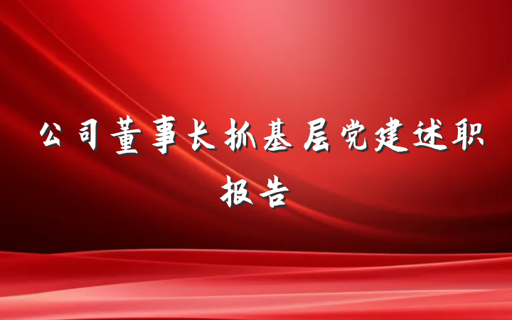 公司董事长抓基层党建述职报告
