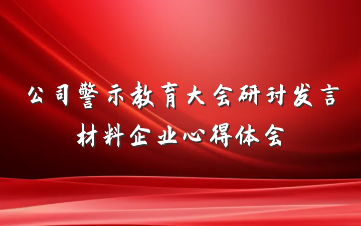 公司警示教育大会研讨发言材料企业心得体会