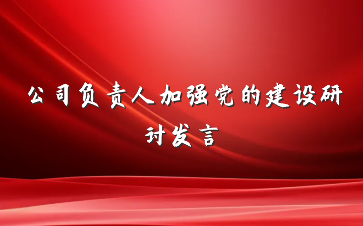 公司负责人加强党的建设研讨发言