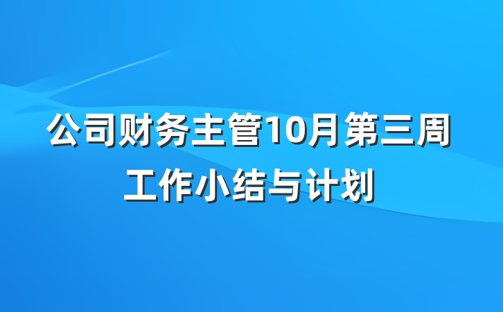 公司财务主管10月第三周工作小结与计划