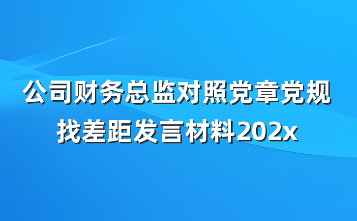 公司财务总监对照党章党规找差距发言材料202x