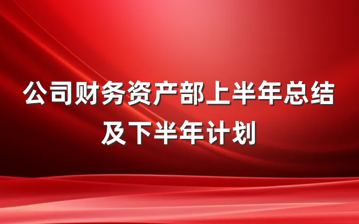 公司财务资产部上半年总结及下半年计划