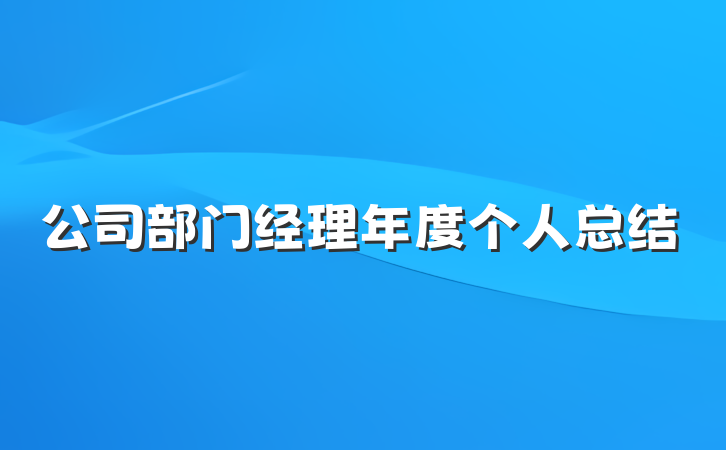 公司部门经理年度个人总结