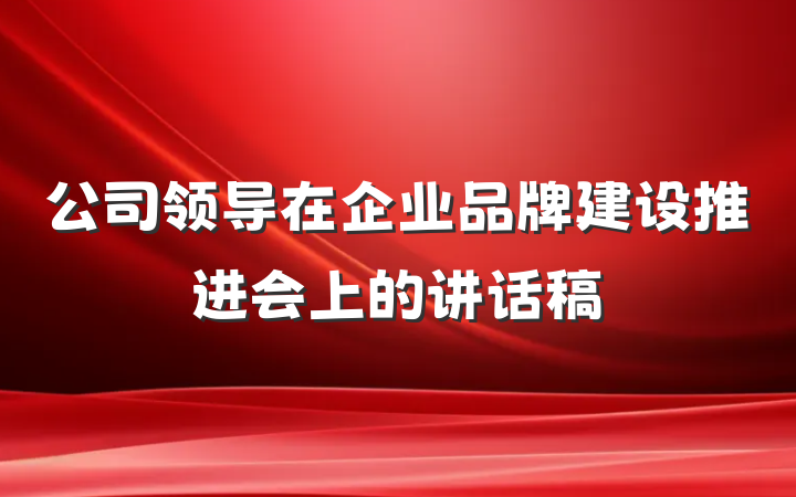 公司领导在企业品牌建设推进会上的讲话稿