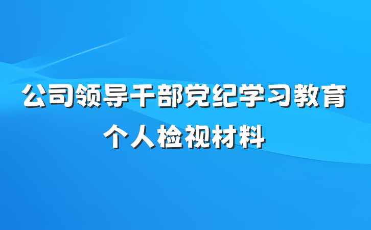公司领导干部党纪学习教育个人检视材料