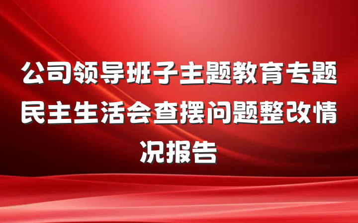 公司领导班子主题教育专题民主生活会查摆问题整改情况报告