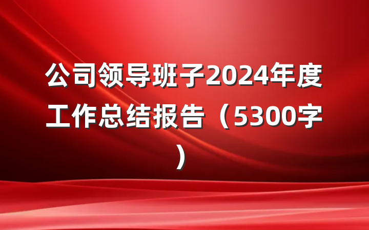 公司领导班子2024年度工作总结报告（5300字）